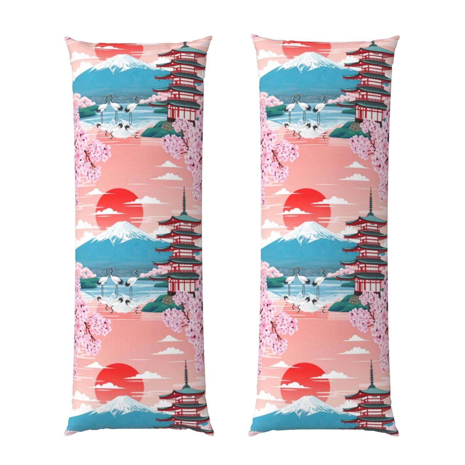 Body Pillowcase 20x54, Japanese Blossom Mountain Cherry Flower, Premium Ultra Soft Pillow Cover with Zipper Closure, Breathable Bedding Protector for Men Women Bed Sofa