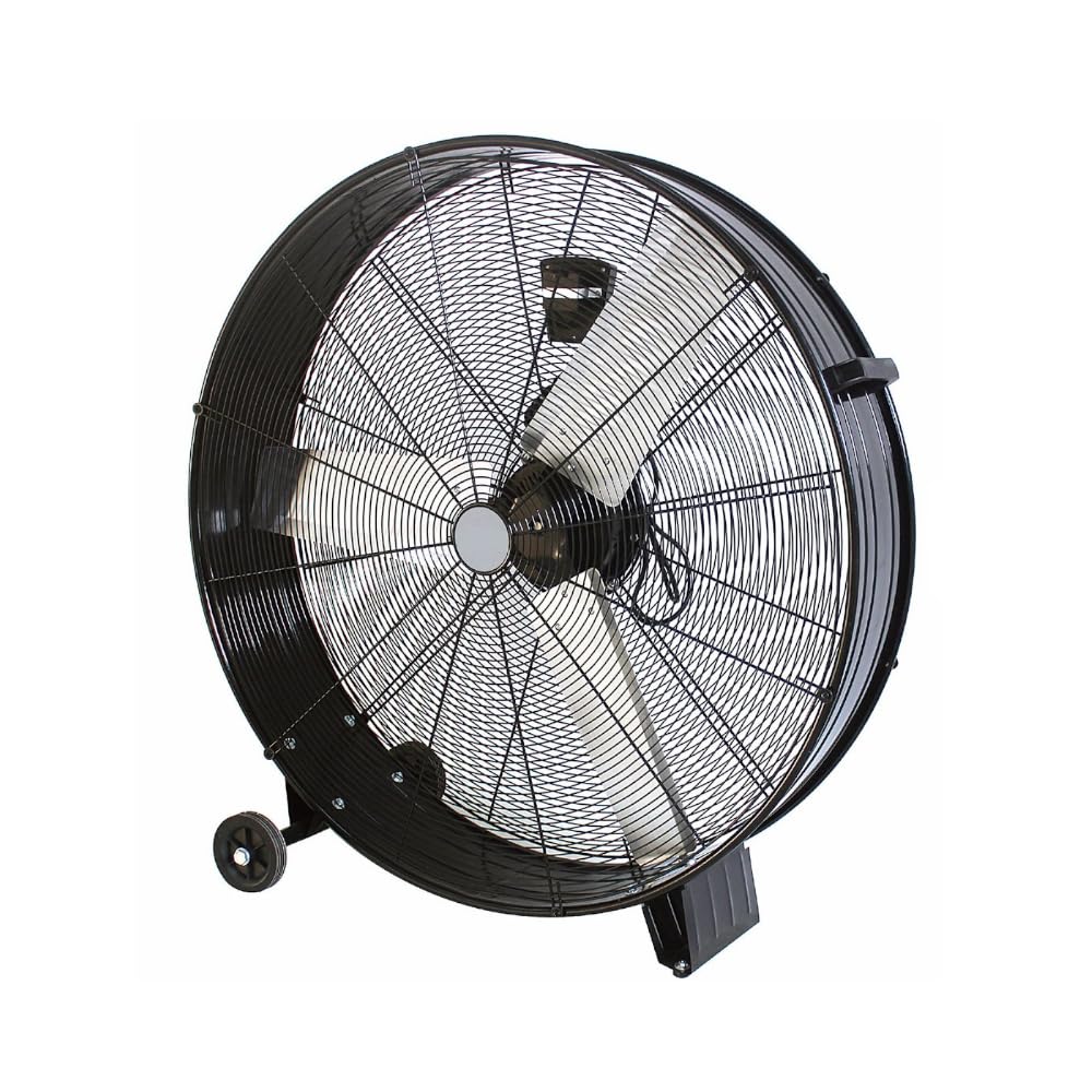 Generico Zep hir ZDM90CM Ventilatore Industriale da Terra Professionale con Ruote Struttura Interamente in Metallo Superpotente Pala 90 cm Gabbia 3 velocità selezionabili Motore da 360W, Nero