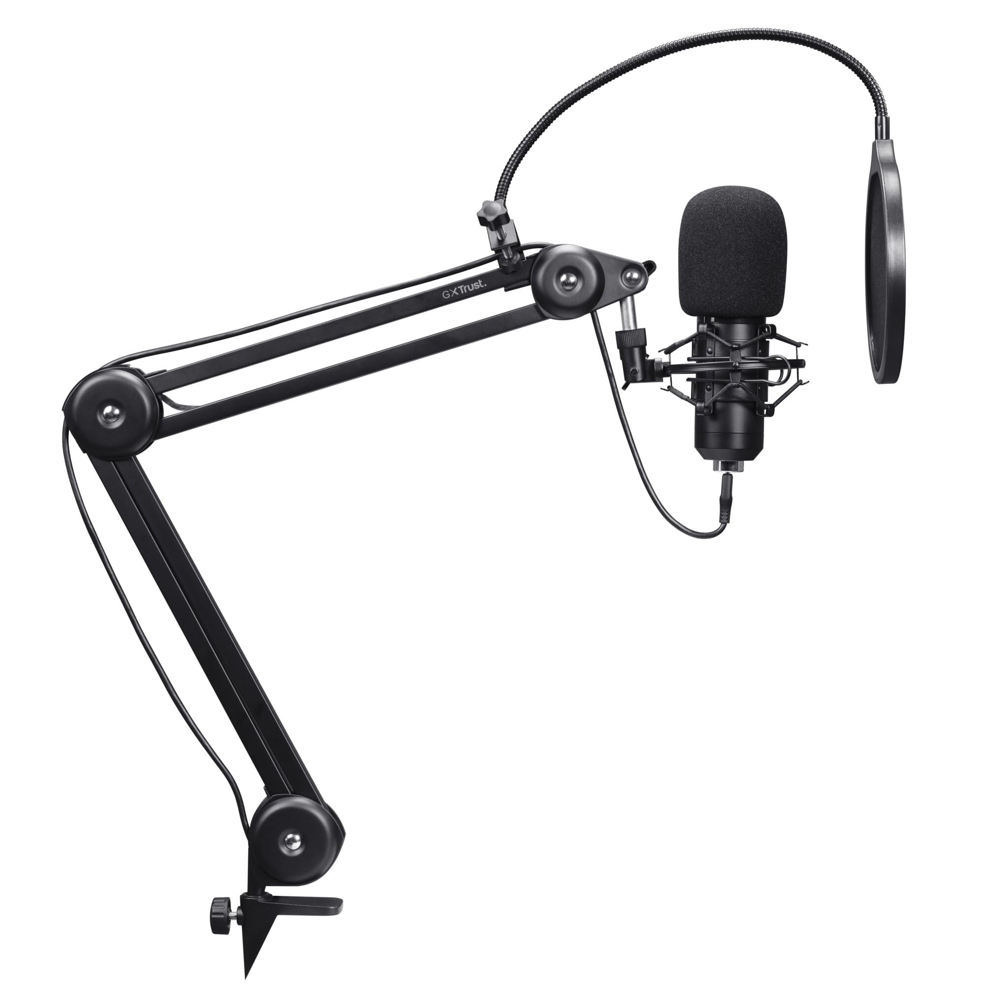 GXTrust Emita II Microphone avec Bras, Filtre Anti-Pop et Anti-Vent, Noir
