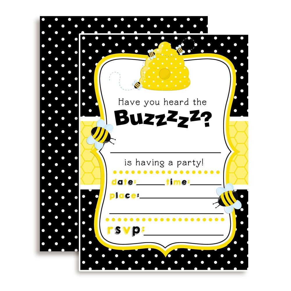 Amanda CreationBumble Bee Fill In Birthday Party Invitations