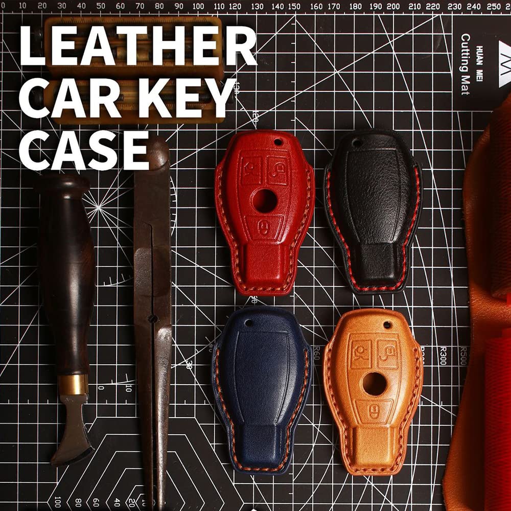 HIBEYO Custodia Portachiavi In Pelle Blu Per Mercedes – Modelli A B C E G S, GLA, GLC, GLE, SL E Altri - 5