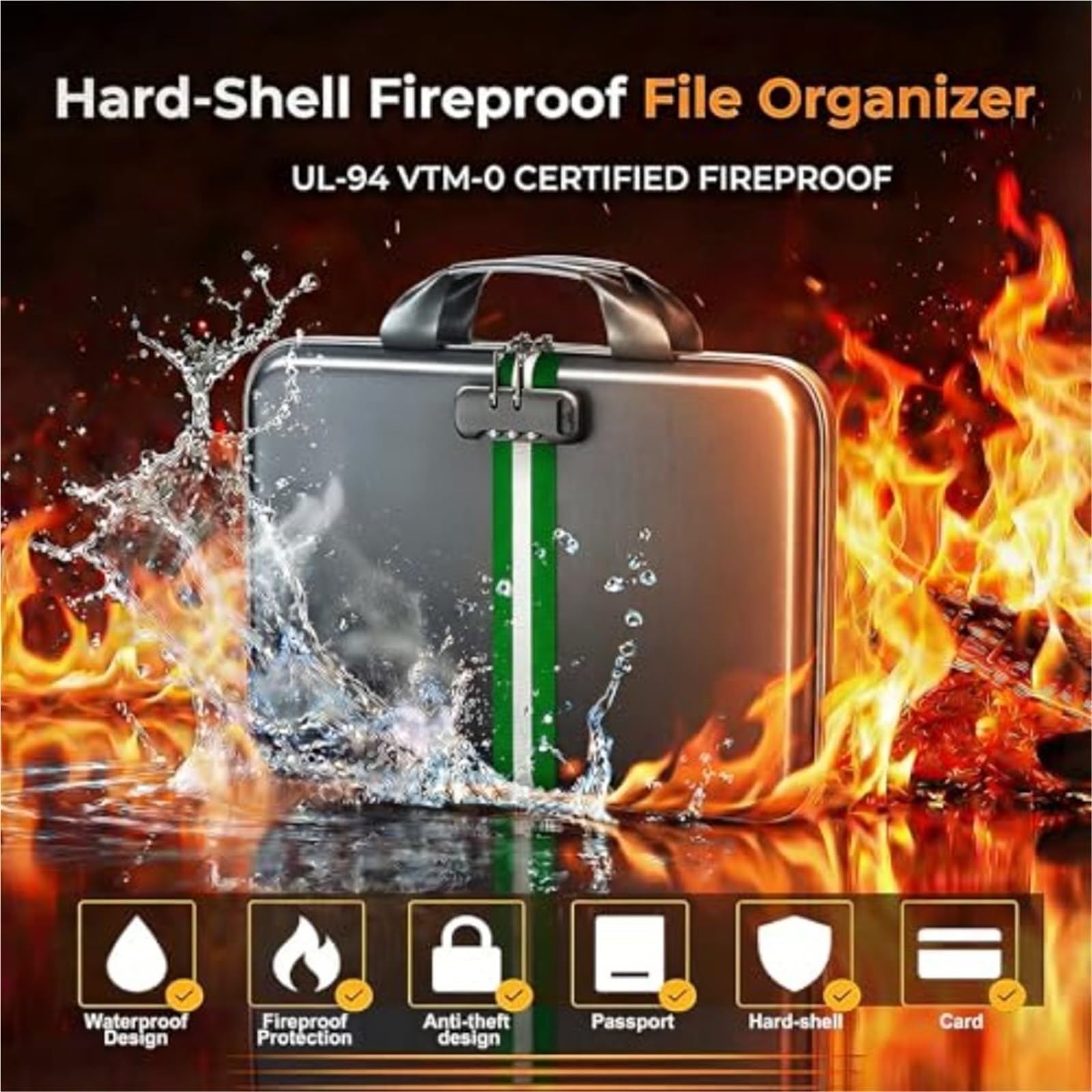 Organizador De Archivos Acordeón Ignífugo Con LockHard-Shell Para Escritorio