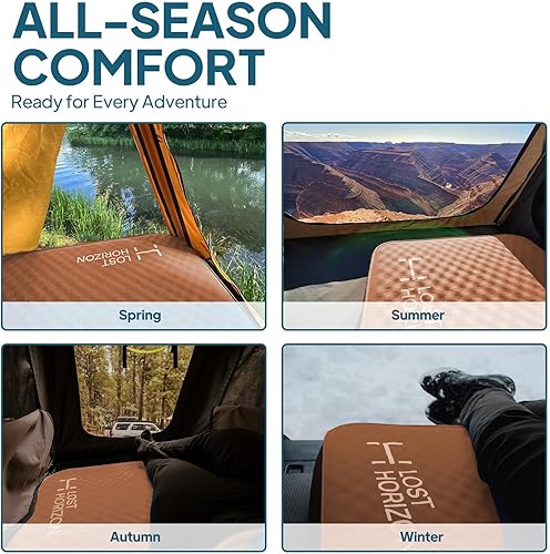 Miniatura 6 de LOSTHORIZON Colchón de campamento de aire y espuma, almohadilla de dormir autoinflable, 4.5 pulgadas de grosor, con bomba de aire, tamaño individual