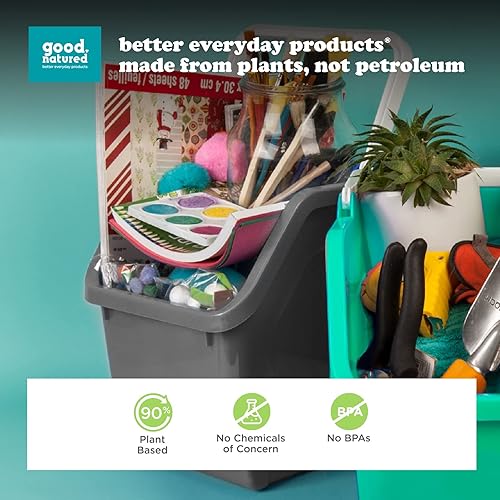 Miniatura 3 de good natured Práctico organizador de bolsas, 6 galones  25 litros, contenedor de almacenamiento apilable con asa para cocina, armario, garaje, baño