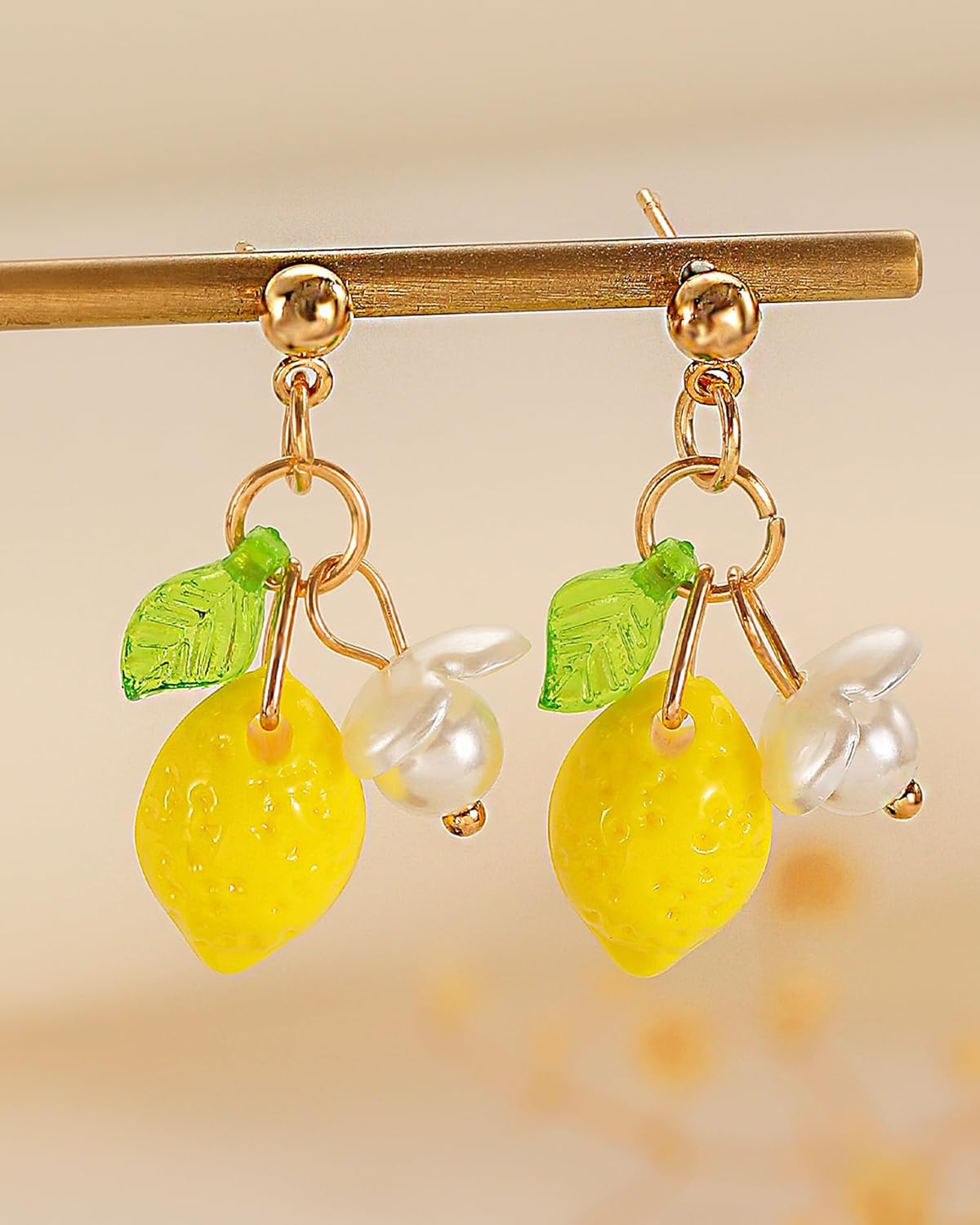 Lemon Jewelry Set for Women Cute Yellow Lemon Pendant Necklace Lightweight Lemons with Green Leaf Dangle Earrings Fruit Theme Daily Party Jewelry Accessories Gifts for Her - Image 6
