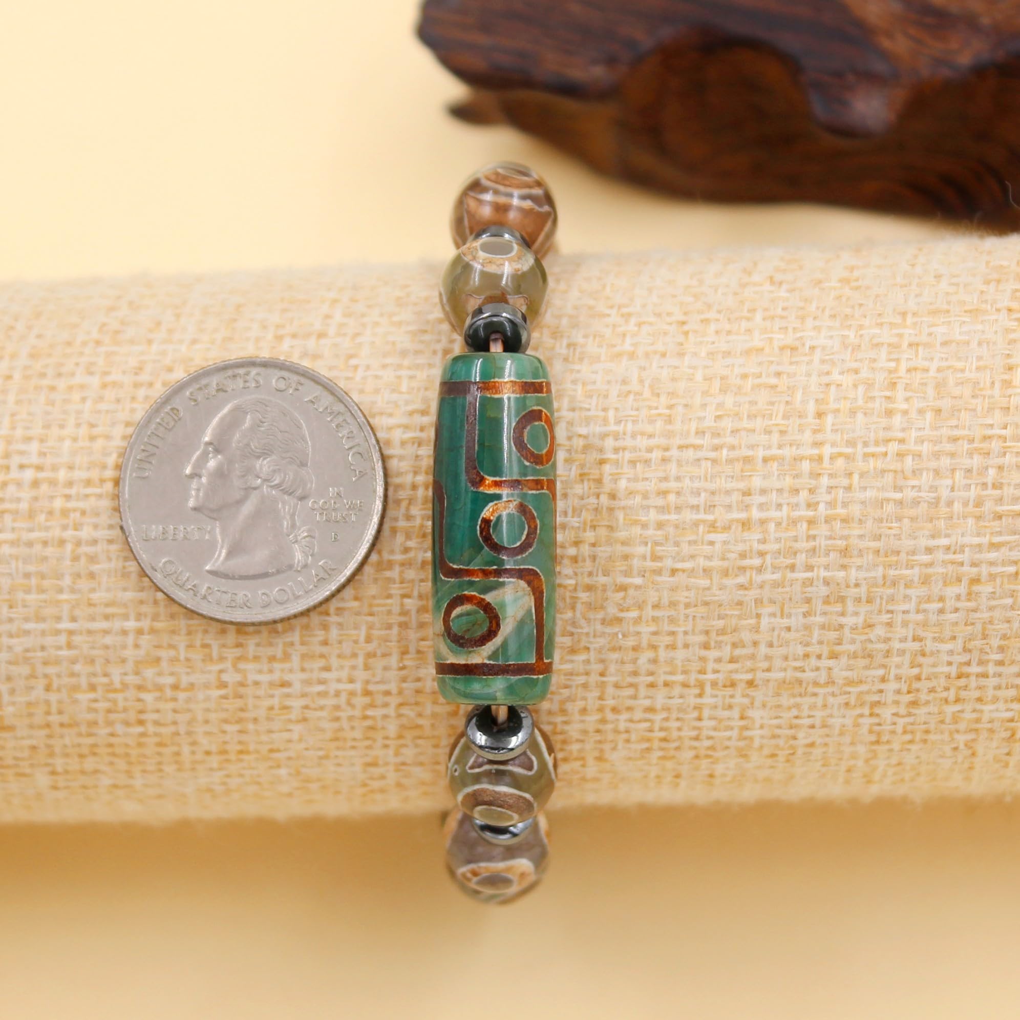 Feng Shui， Pulsera tibetana de Cuentas Dzi, Amuleto de meditación Budista Feng Shui, Pulseras con Cuentas Dzi de Nueve Ojos, joyería de Buena Suerte para Mujeres y Hombres YA5102
