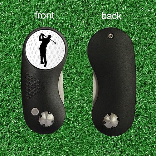 Vista 15 de Myartte Herramienta de reparación Divot de golf, herramienta plegable Divot, cuchilla de acero inoxidable con 2 piezas desmontables de marcador