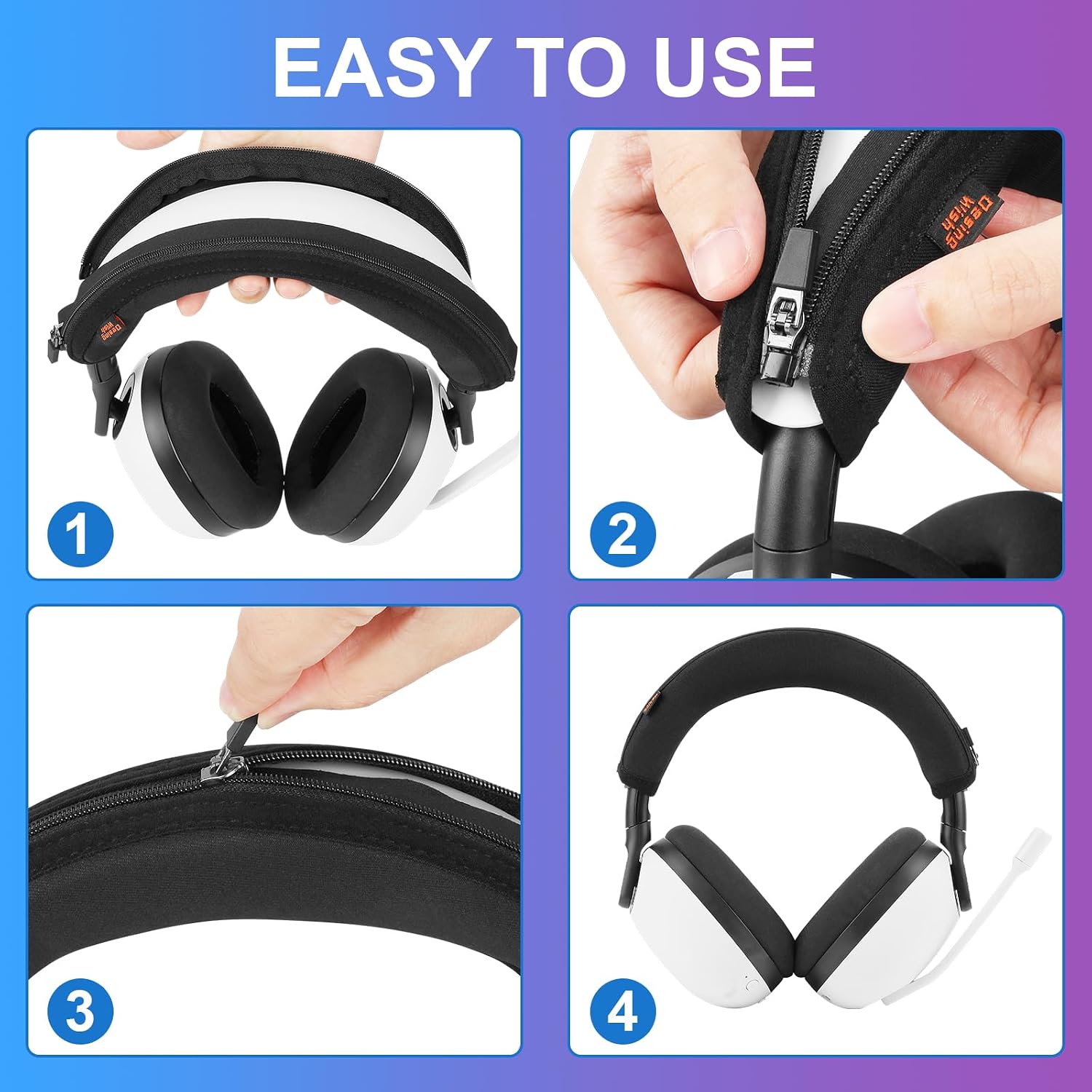 INZONE H9 Headband Cover Compatible with Sony INZONE H3/ H5/ H7/ H9 Headphones Thicker Sports Fabric Replacement Headphone Headband Cushion Pad Cover Headband Protector (Black) image 5