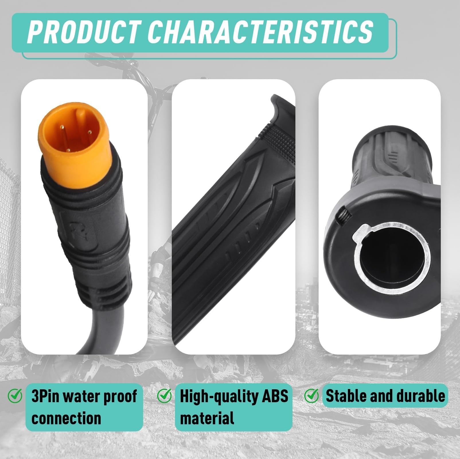 20X Full Twist Throttle Grip for Ebike 12V-72V Twist Throttle Electric Bike Mountain Bike Scooter with Waterproof Connector — view 4