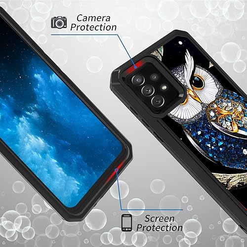 Miniatura 3 de Funda para teléfono Galaxy A53 5G con bonito patrón de búho para hombres y mujeres, doble capa híbrida de PC duro TPU suave a prueba de golpes,