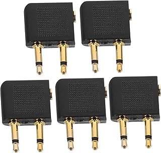 DIYEAH Adaptador De Auriculares para Avión 5 Unidades Adaptador De Viaje para Auriculares Conector para Avión Abs Color Negro