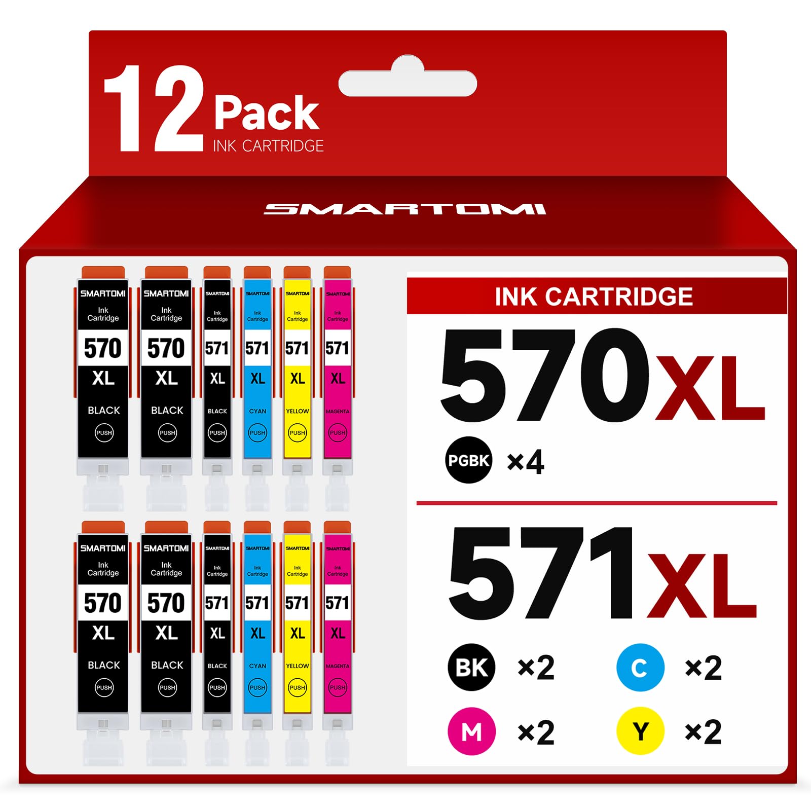 SMARTOMI 570 571 Printer Cartridges Replacement Compatible with Canon PGI-570 XL