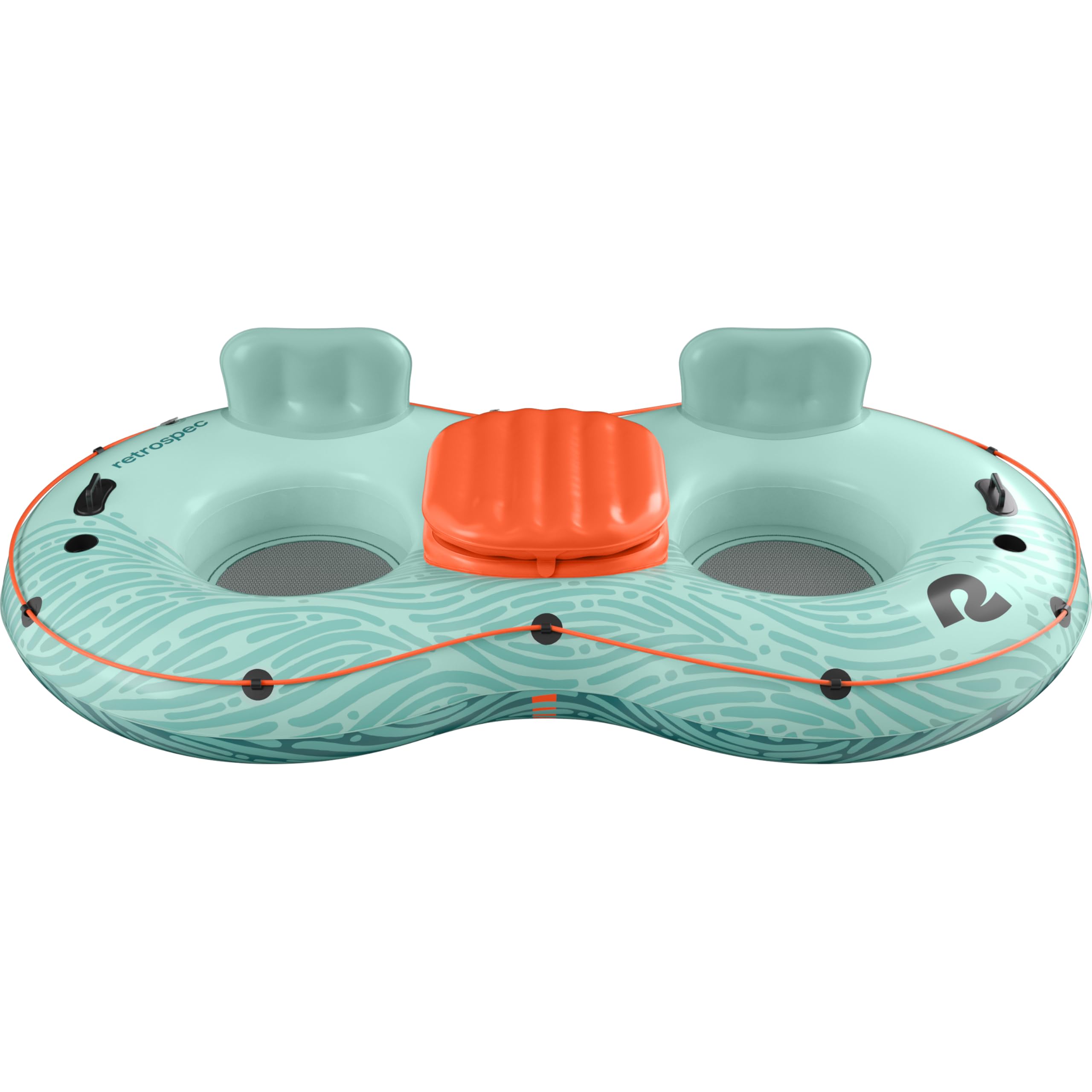 Retrospec Siesta Float Single & Double River Tube für Erwachsene 1–2 Personen – Robuster Wasserschwimmer mit Rückenlehne & Getränkehaltern | 136-272 kg | Reparaturset | Aufblasbare Flussschläuche zum