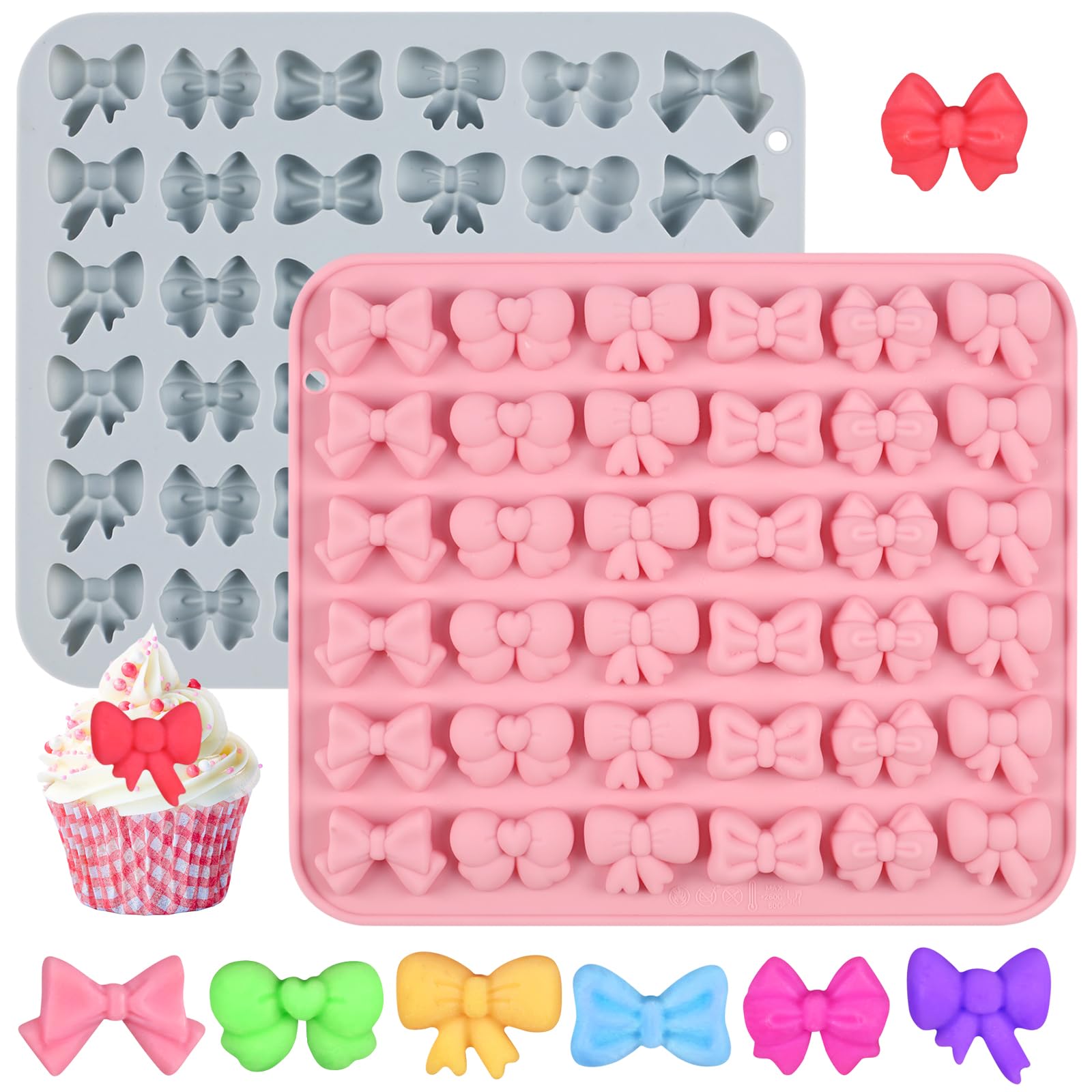 Lot De 2 Moules à Chocolat Nœud Papillon Rose - Silicone Alimentaire Pour Pâtisserie