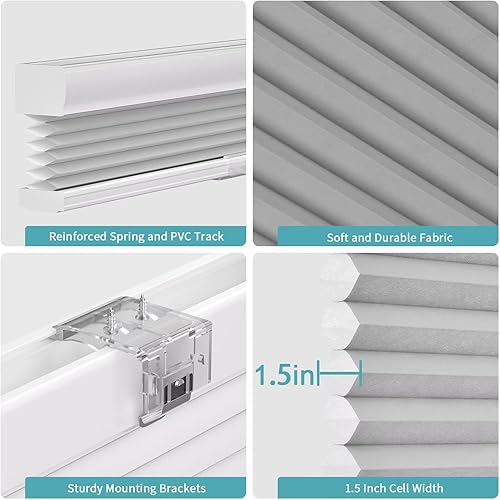 Miniatura 4 de MYshade Persianas celulares sin cordones para ventanas de interior, con celda de panal, de 1.5 pulgadas, persianas de acordeón, fáciles de levantar,