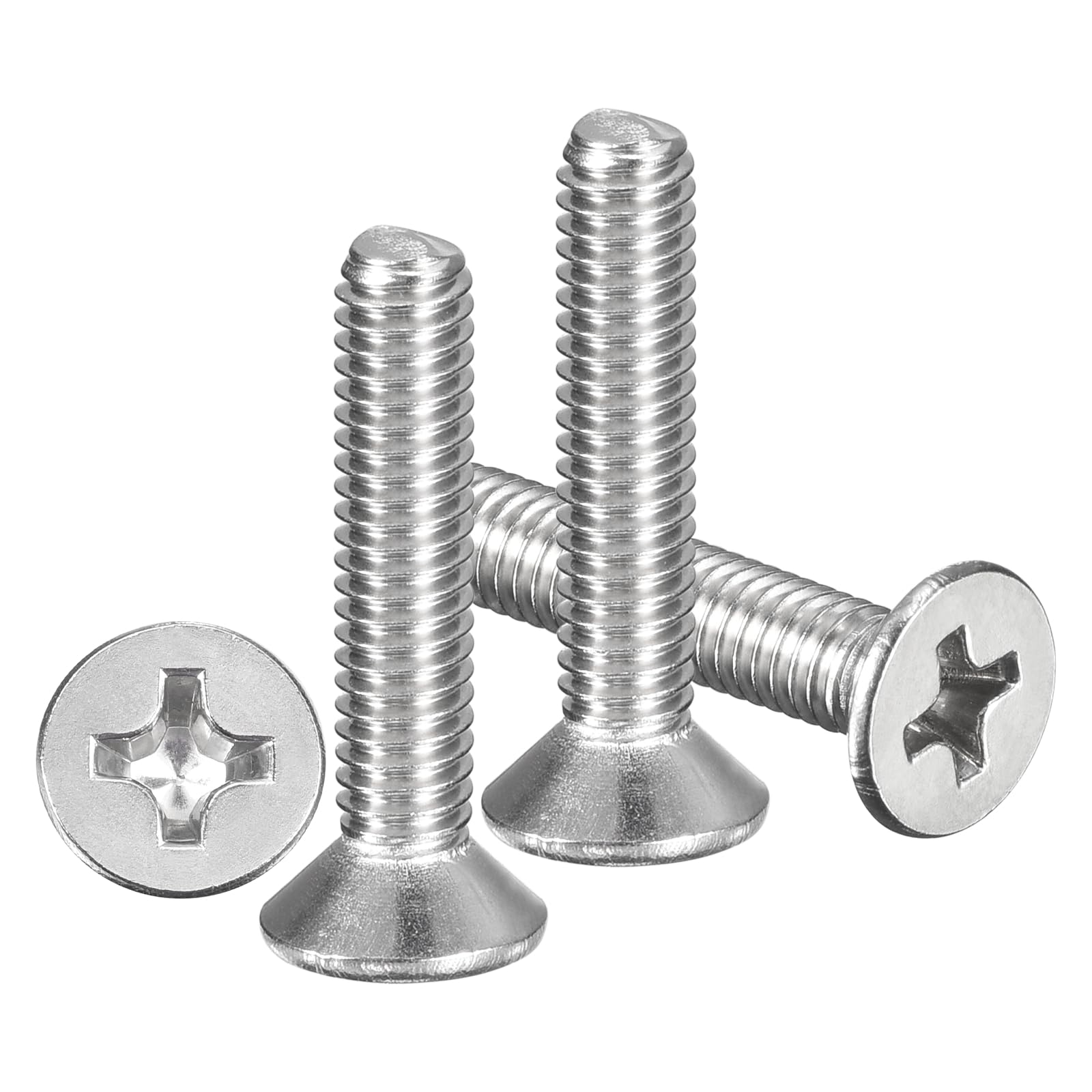 METALLIXITY Phillips Flat Head Machine Screws Bolts (M4-0.7x22) 50Pcs, Stainless Steel 304 Countersunk Cross Screws - for Household Indoor Maintenance Installment DIY, Silver