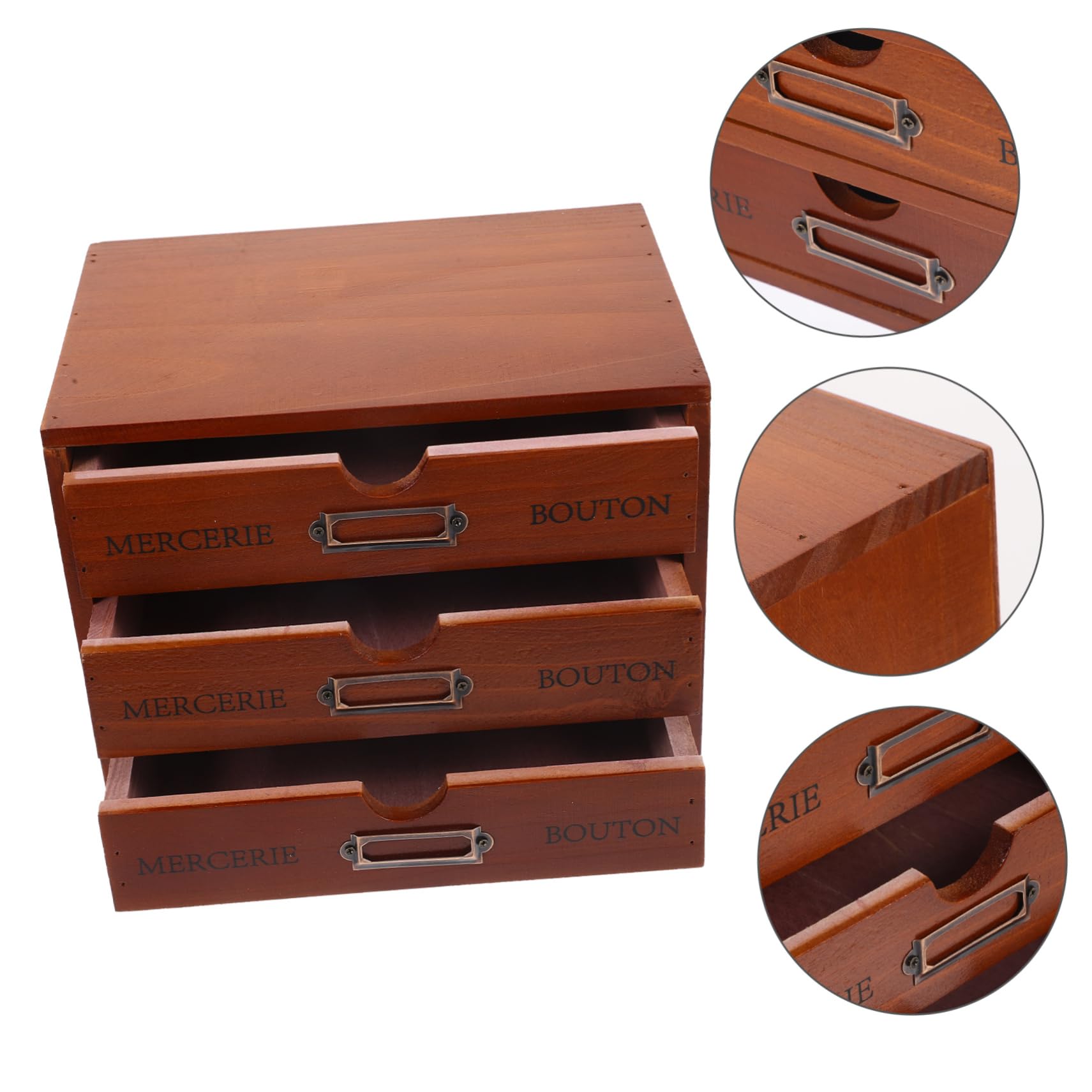 Garneck Organizzatore da Scrivania per Mantenere L'ordine in Legno Marrone 3 Cassetti Soluzione Compatta per Accessori, per Camere da Letto e Bagni