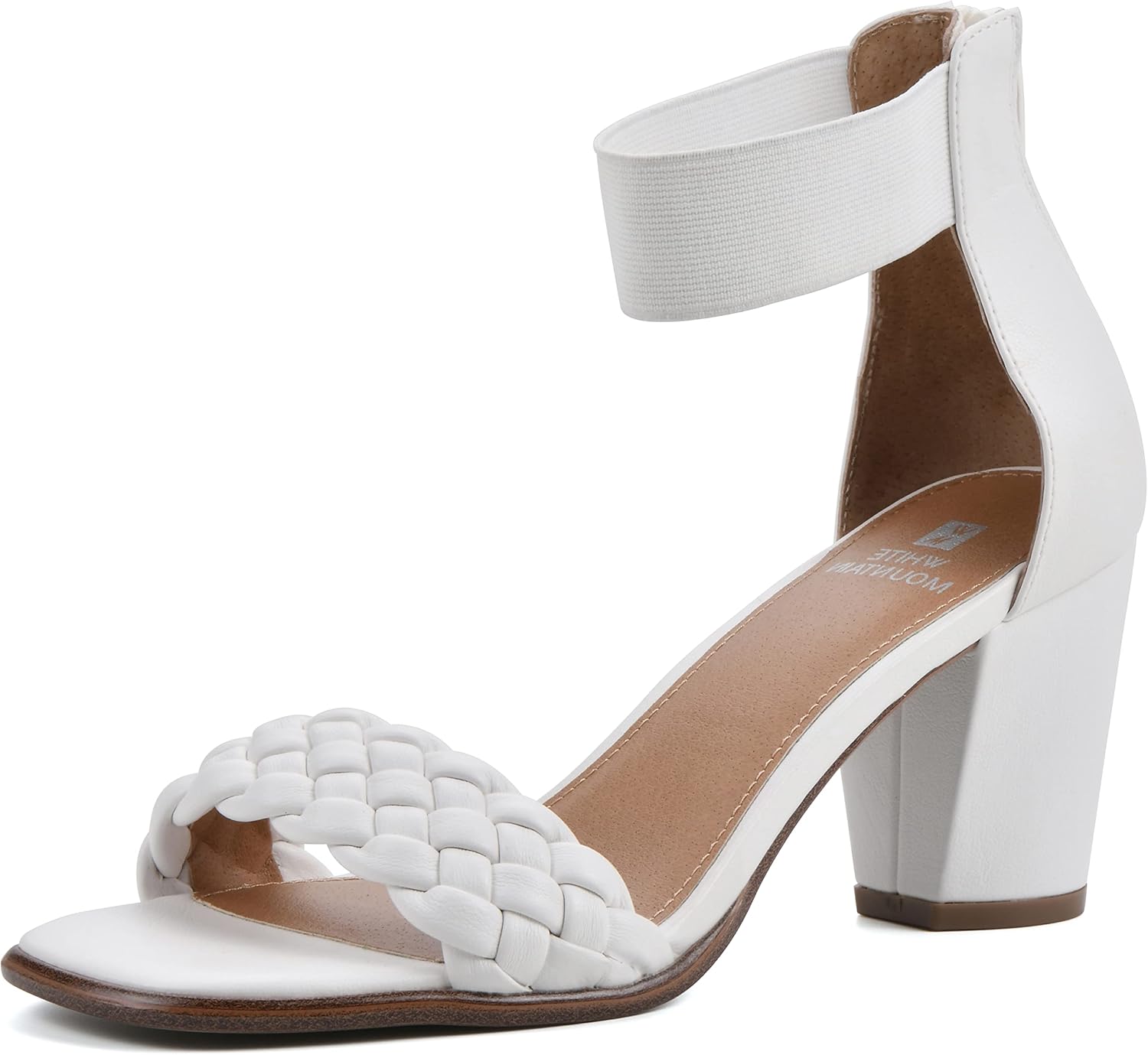 WHITE MOUNTAIN Women's Backer Block Heel, White/Smooth, 6 M