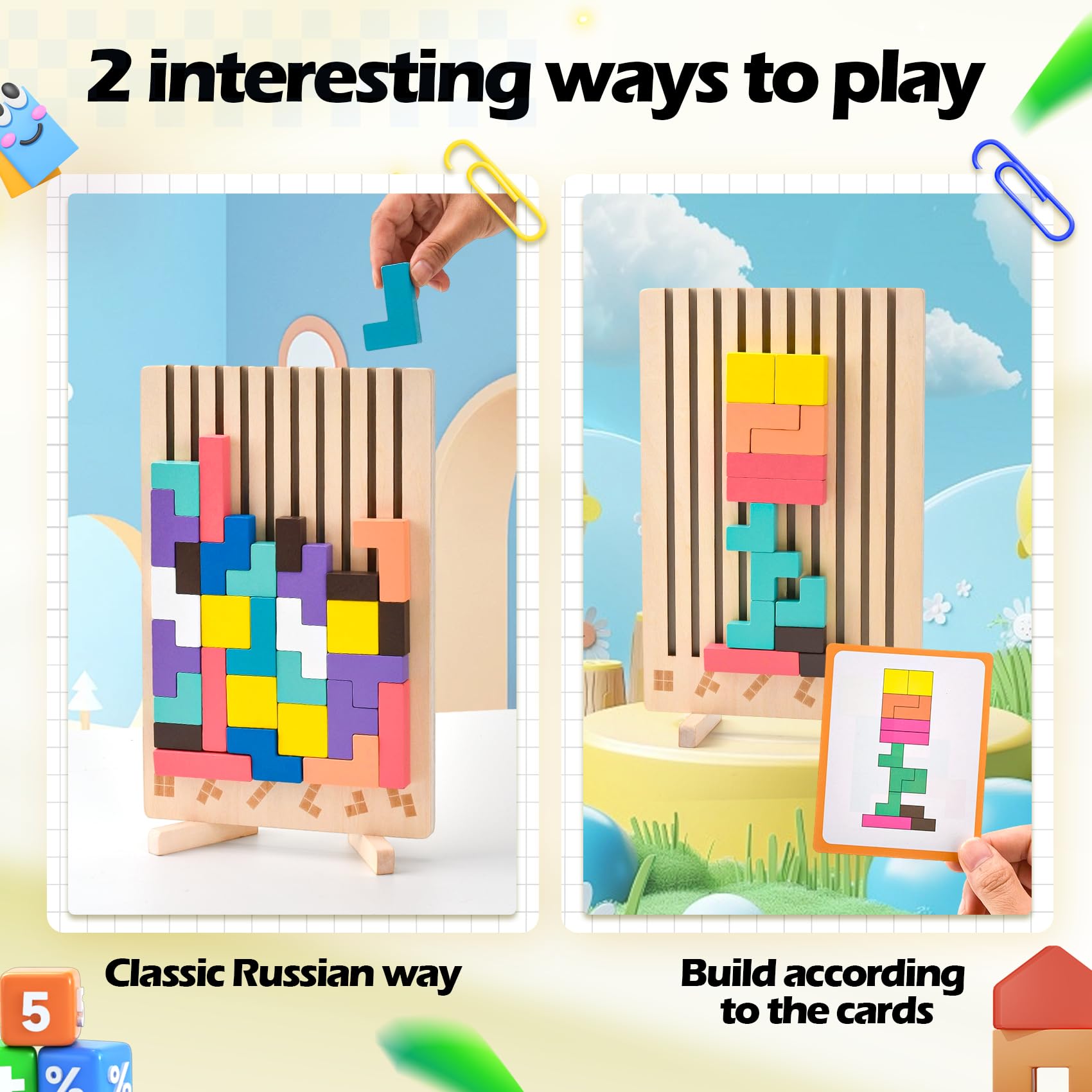 Tetris Puzzle Bambini, Giocattoli educativi, Puzzle di LegnoTetris, Giochi Montessori 3 4 5 6 Anni, Giochi Bambini, Intelligenza Jigsaw, Regalo Educativi per Bambinis