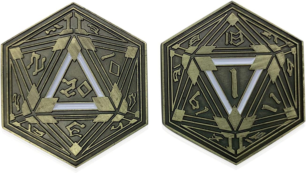 Large 45mm Gold Plated Metal Crit / Fail Coin RPG D&D Critical Fumble Novelty by Norse Foundry