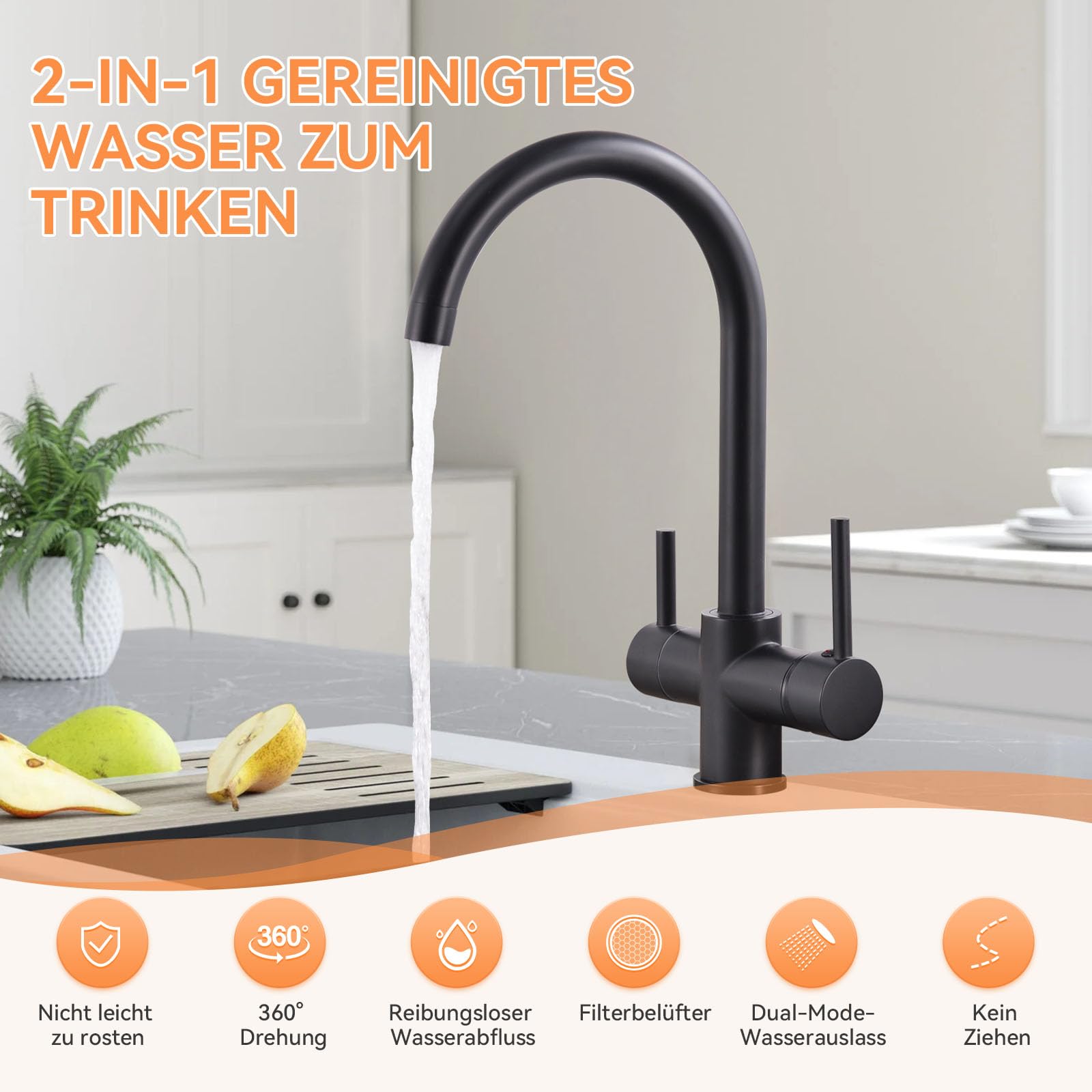 Rubinetto Cucina 3 Vie GRIFEMA Per Osmosi - Beccuccio Girevole 360°, Cromo - Foto 2