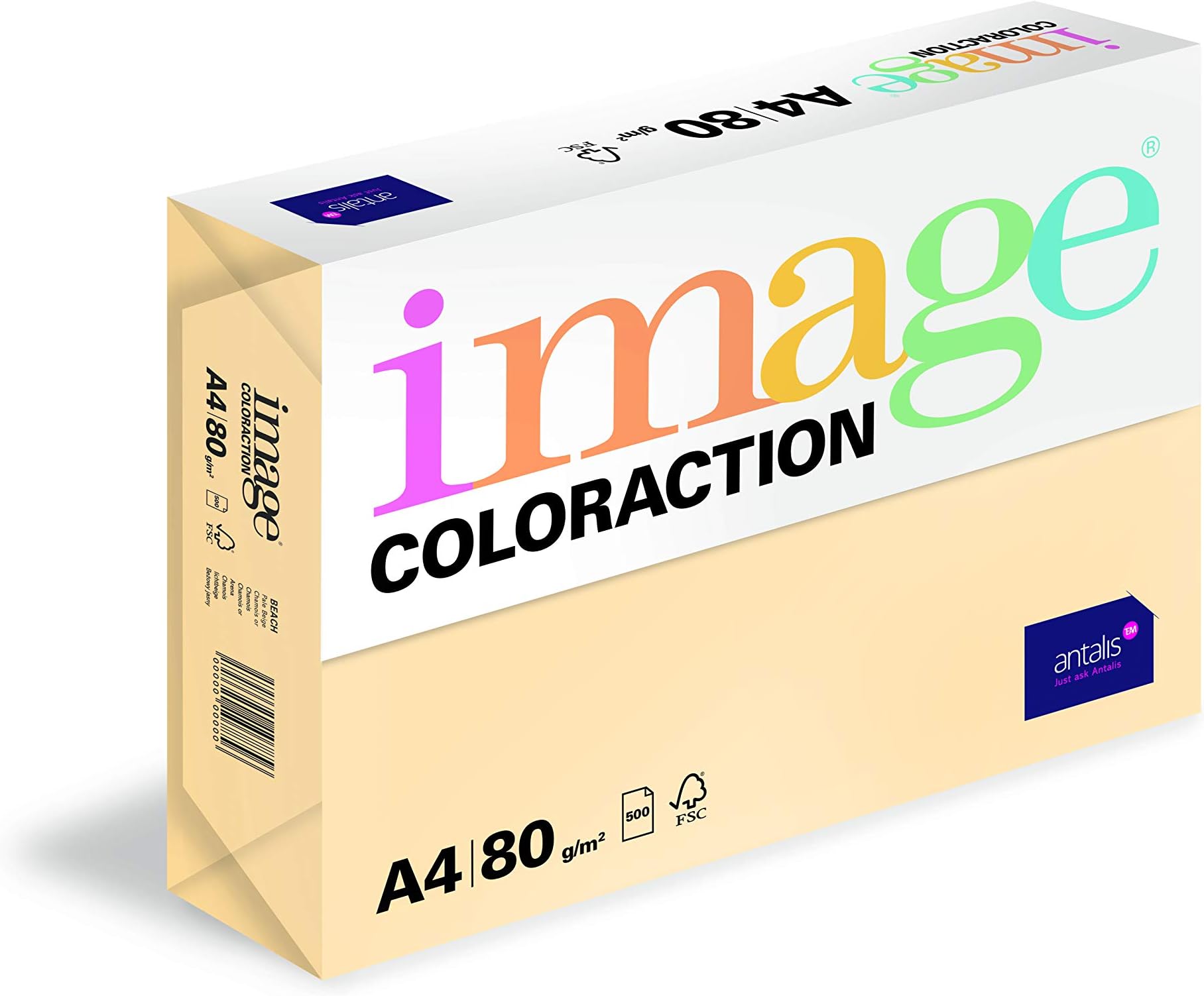 Image Coloraction Beach Chamois Colour Paper 80gsm A4 - Ream of 500 Sheets