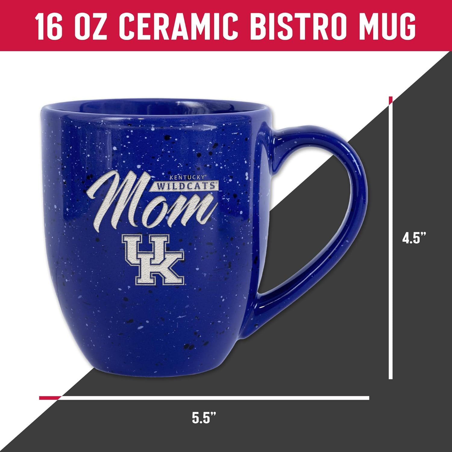 Rico Industries NCAA Kentucky Wildcats Mom 16 oz Team Color Laser Engraved Speckled Ceramic Coffee Mug - Image 5