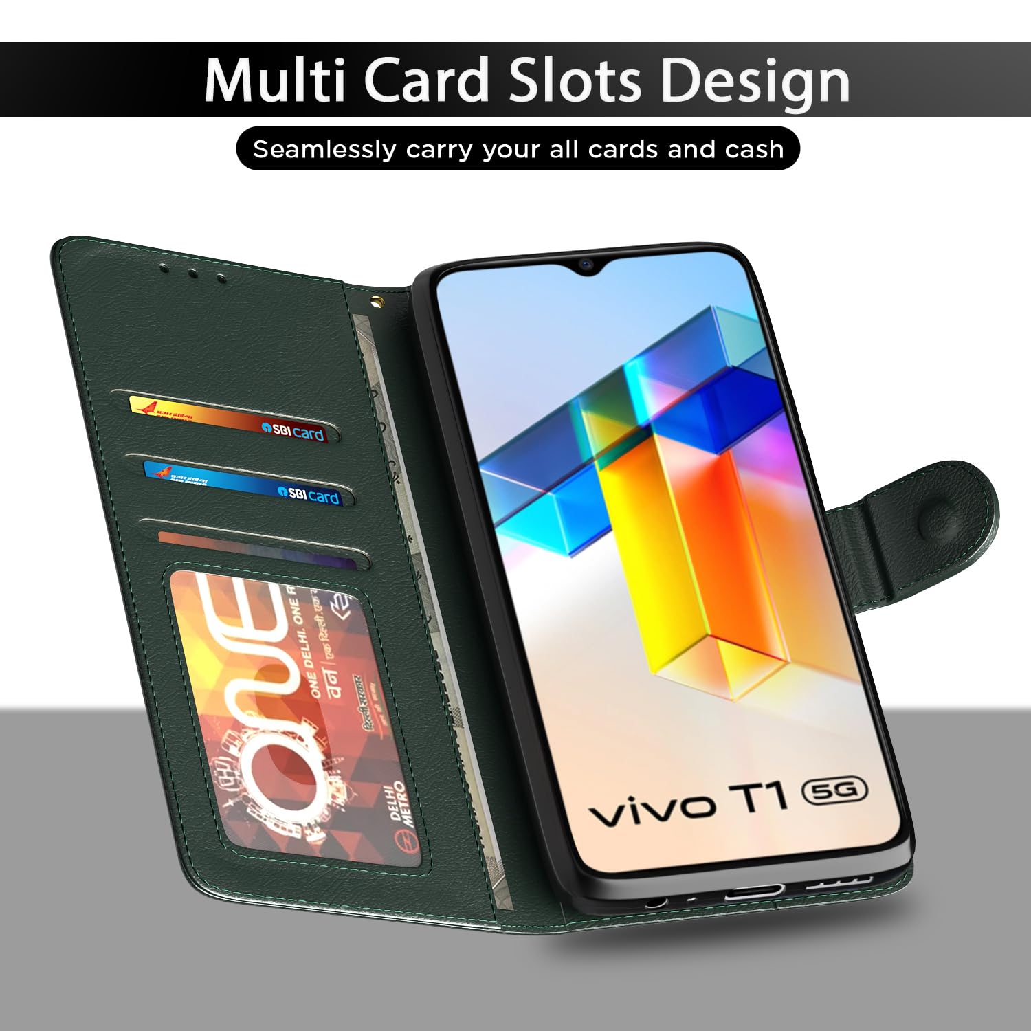 Pikkme Leather Flip Cover for Vivo Phones - Wallet Stand -5