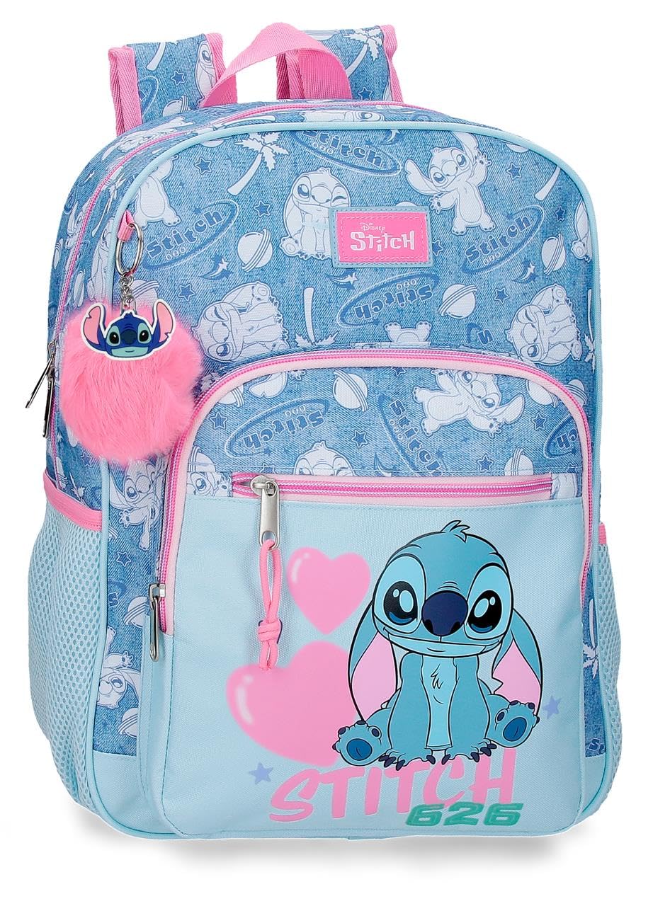 Joumma Disney Stitch Hearts School Backpack 15" Blue 30x38x12 cm Polyester 13.68L