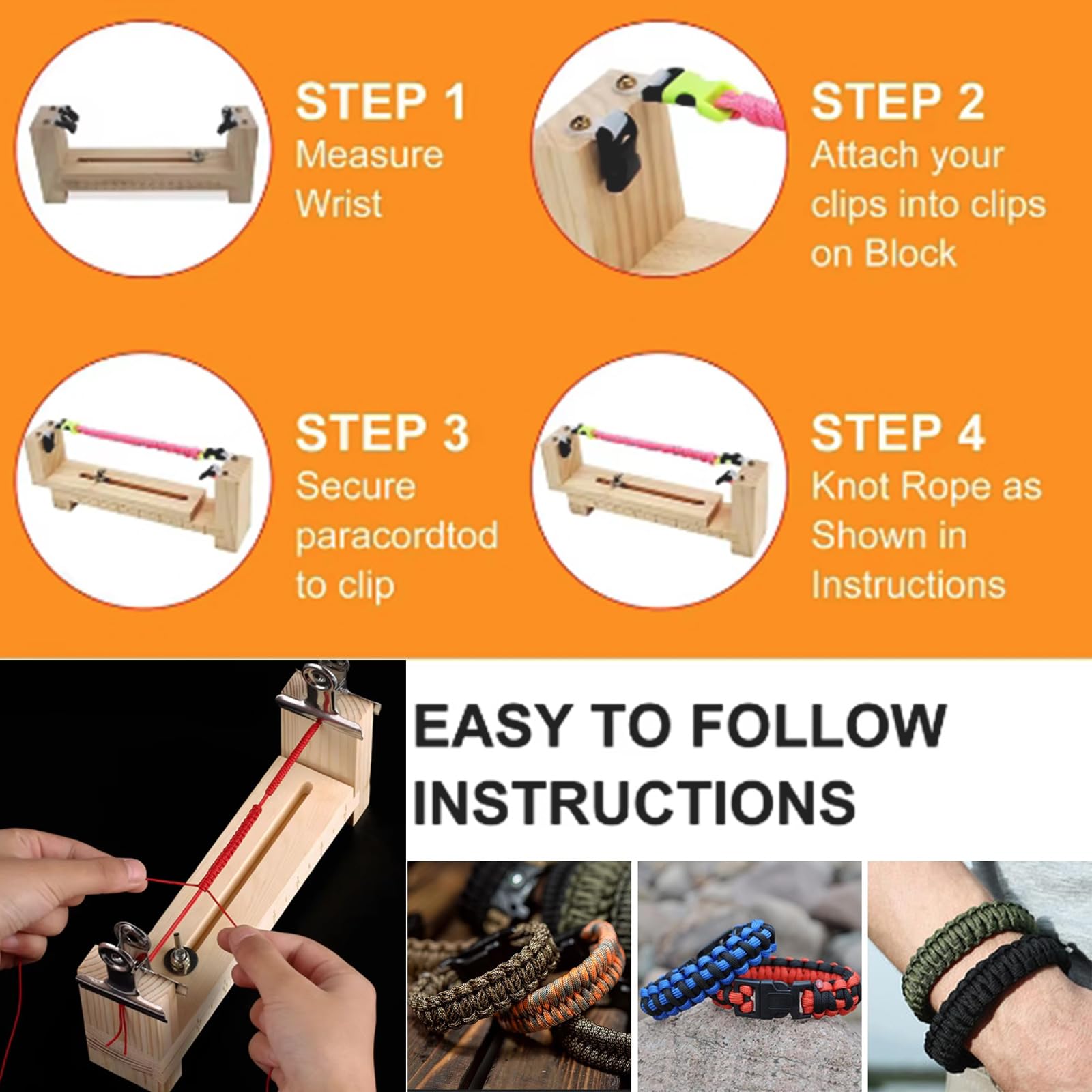 Paracord In Legno Jig Bracciale Fai Da Te Telaio Intrecciato In Legno Lunghezza Regolabile Strumenti Fissi Fatti A Mano Strumento Per La Creazione Di Braccialetti Per Amici 18