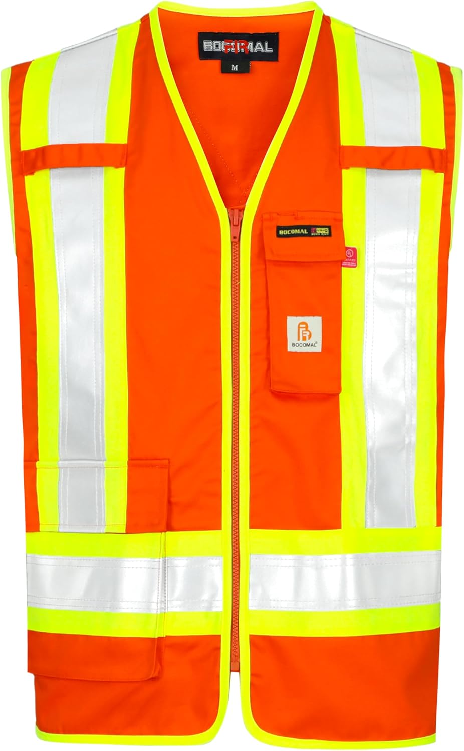 BOCOMAL FR Vest Zipper 4”Tape Hi Vis/High Visibility ANSI/ISEA NFPA2112 CAT2 Flame Resistant Satety Workwear - Image 4