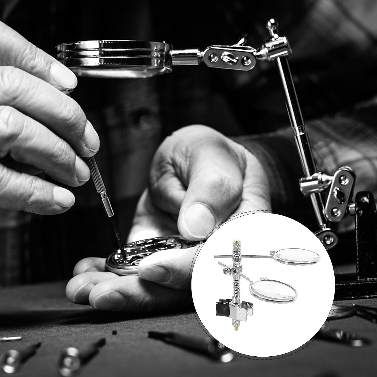 Jewelry Repair and Watchmaking Double Ocular Loupe Clip on Magnifiers Robust Glass Lenses and Adjustable Clip for Eyeglasses, Electronics Repair and Steampunk Accessories