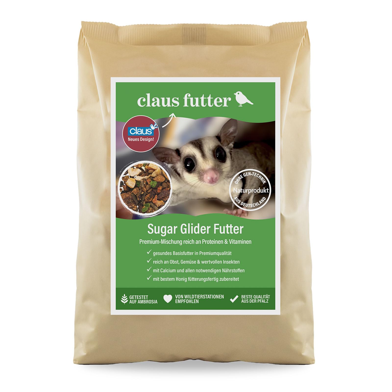 Claus Natural & Organic Para Petauros Del Azucar 750 Gr