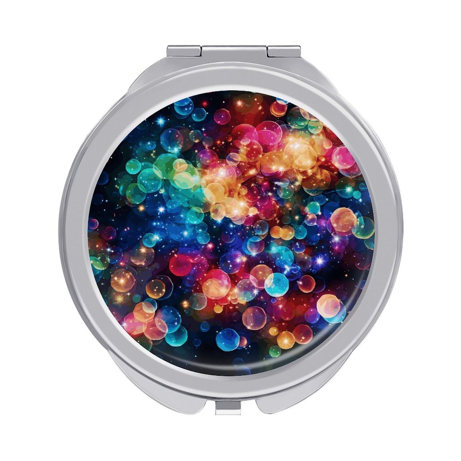 JTREHY Colorful Rainbow Stars Makeup Mirror Portable Folding Mirror Compact Travel Mirrors 2-Sided Round Pocket Mirrors Cute Handheld Beauty Mirror for Handbag Purse for Women Gift