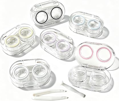 Contact Lens Case, Travel Size Flip Top Cute Contact Lenses Applicator Remover Tool Kit for Daily Outdoor 6 Pack
