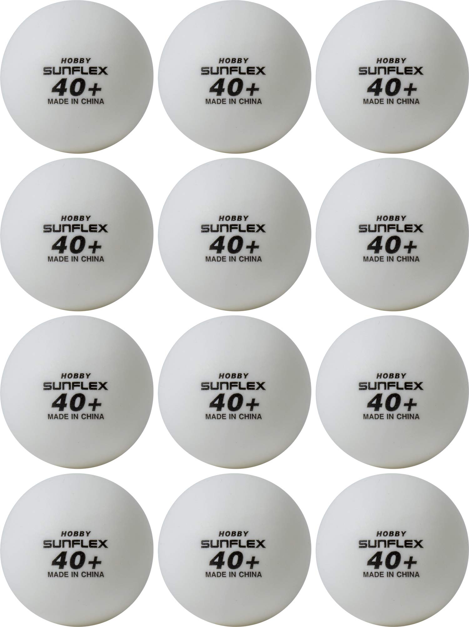 SunflexHobby Table Tennis Balls - Pack of 12 Ping Pong Balls - Plastic 40+ Table Tennis Pack of Training Balls - Available in Two Colors White and Orange