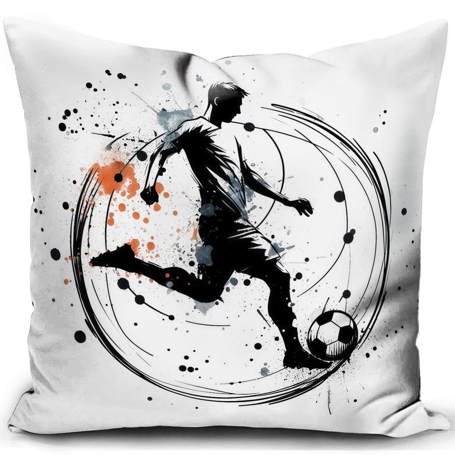 HUASHUZI Cushion Cover Football Gifts for Boy Girl Bedroom Accessories Ornaments for Women Decorations Throw Pillow Case Decor Home for Livingroom Couch Sofa 18"x18"(45x45cm)