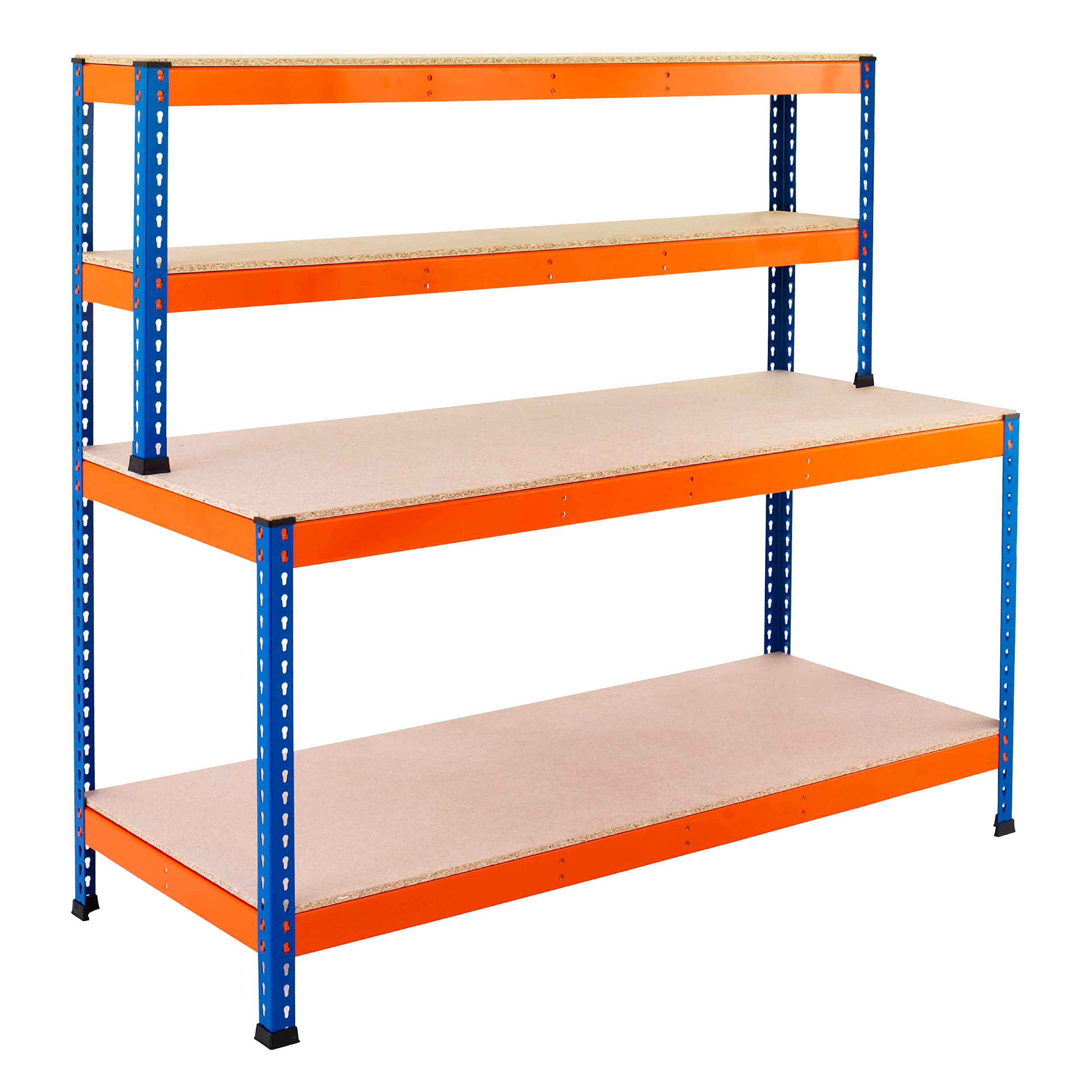 BiGDUG BiG400 Workstation - 2X Upper Levels - 1677h x 1220w x 610d mm - 400kg Load Capacity - BiG400 Bench Workstation - Blue & Orange
