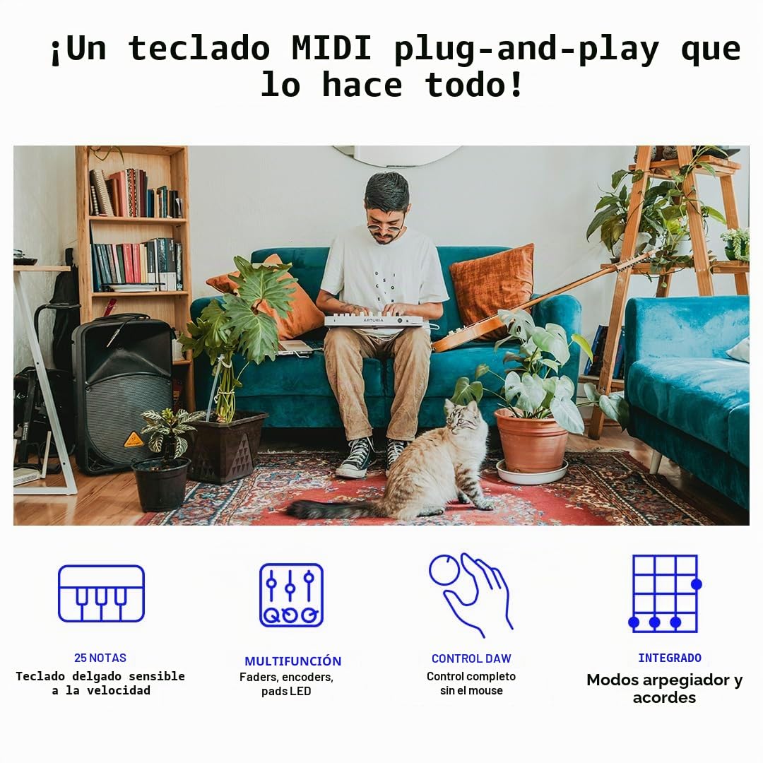 Arturia - MiniLab 3 - Controlador MIDI Universal para Producción Musical, con Paquete de Software & SanDisk 128GB Extreme tarjeta microSDXC + adaptador SD + RescuePro Deluxe hasta 190 MB/s