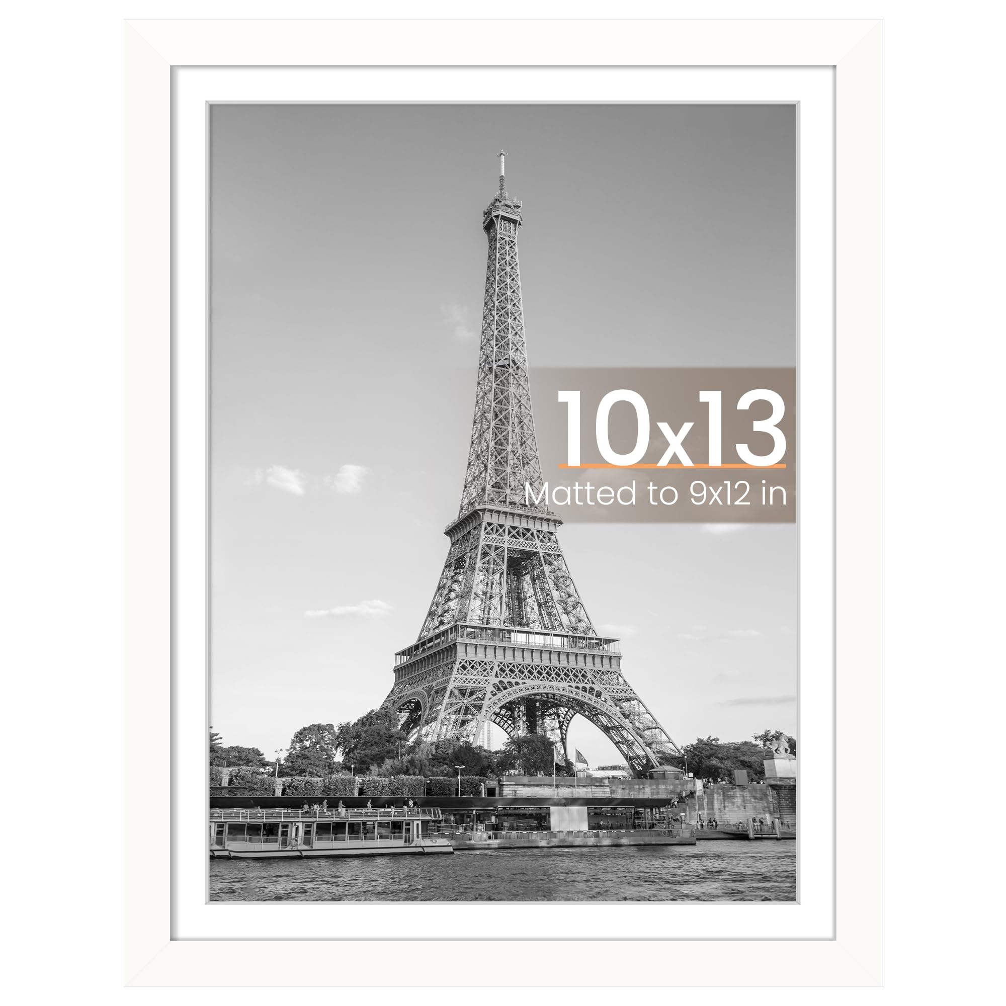 upsimples 10x13 Picture Frame, Wall Decor Photo Frames, White 1 Pack | 10 x 13 Frame, 9x12 Frame with Mat for Gallery Wall, Wedding, Baby, Dog, Dorm, Christmas