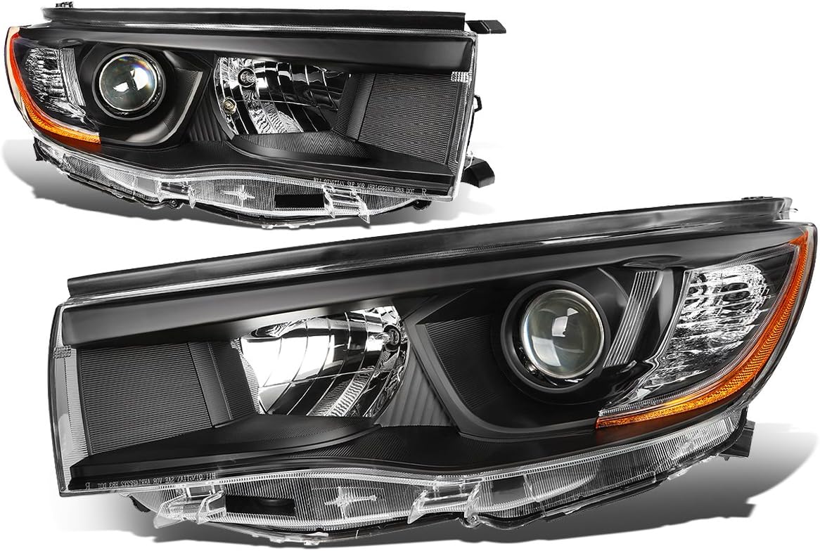 Pair of Black Housing Amber Corner Projector Headlights