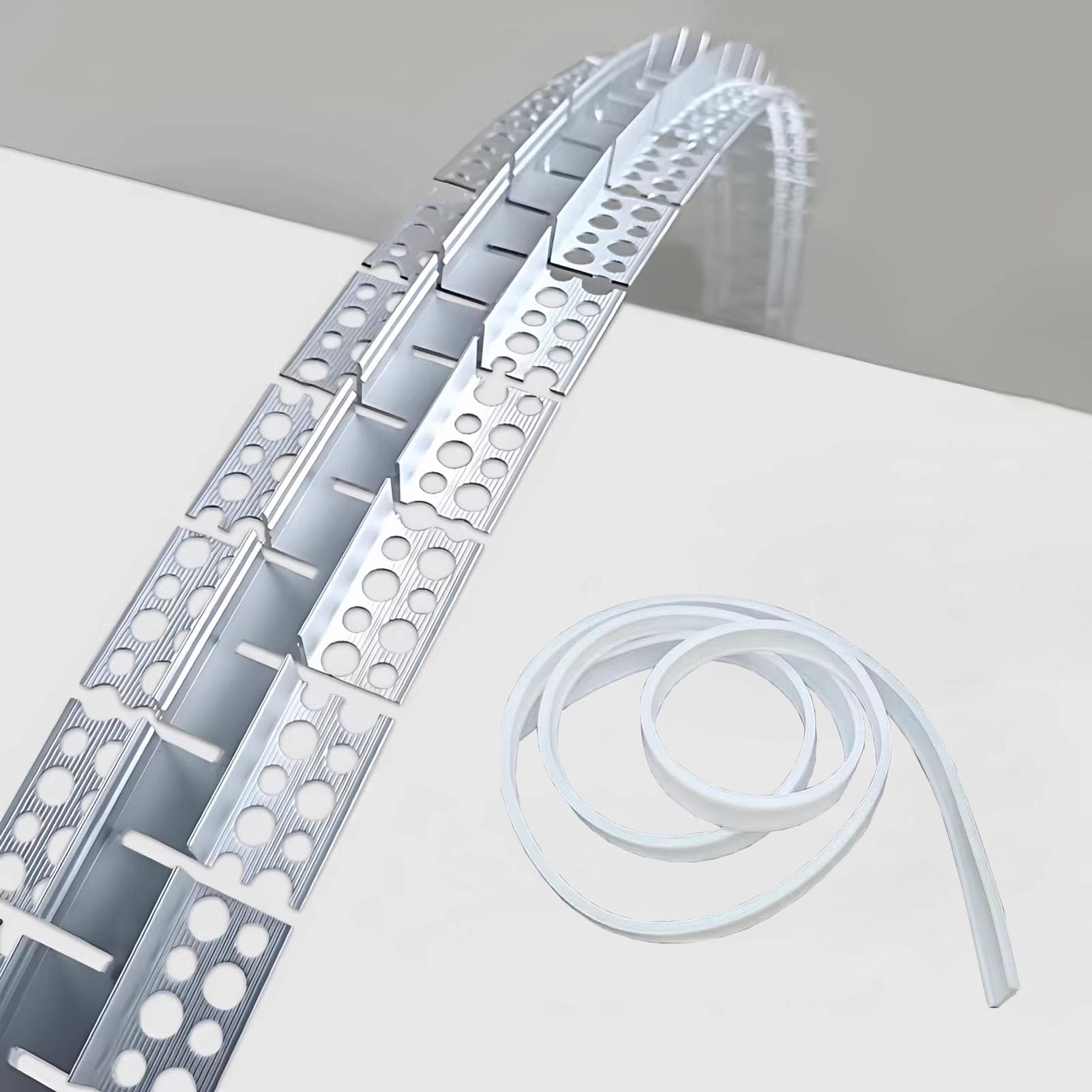 Striscia luminosa pieghevole con diffusore lattiginoso, canale in alluminio da incasso per modanatura curva flessibile a parete e soffitto, lunghezza 2 m