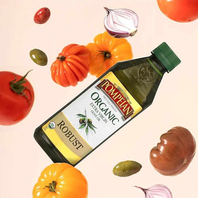 Pompeian Aceite de Oliva Extra Virgen Orgánico Robusto 32 fl oz miniatura 8