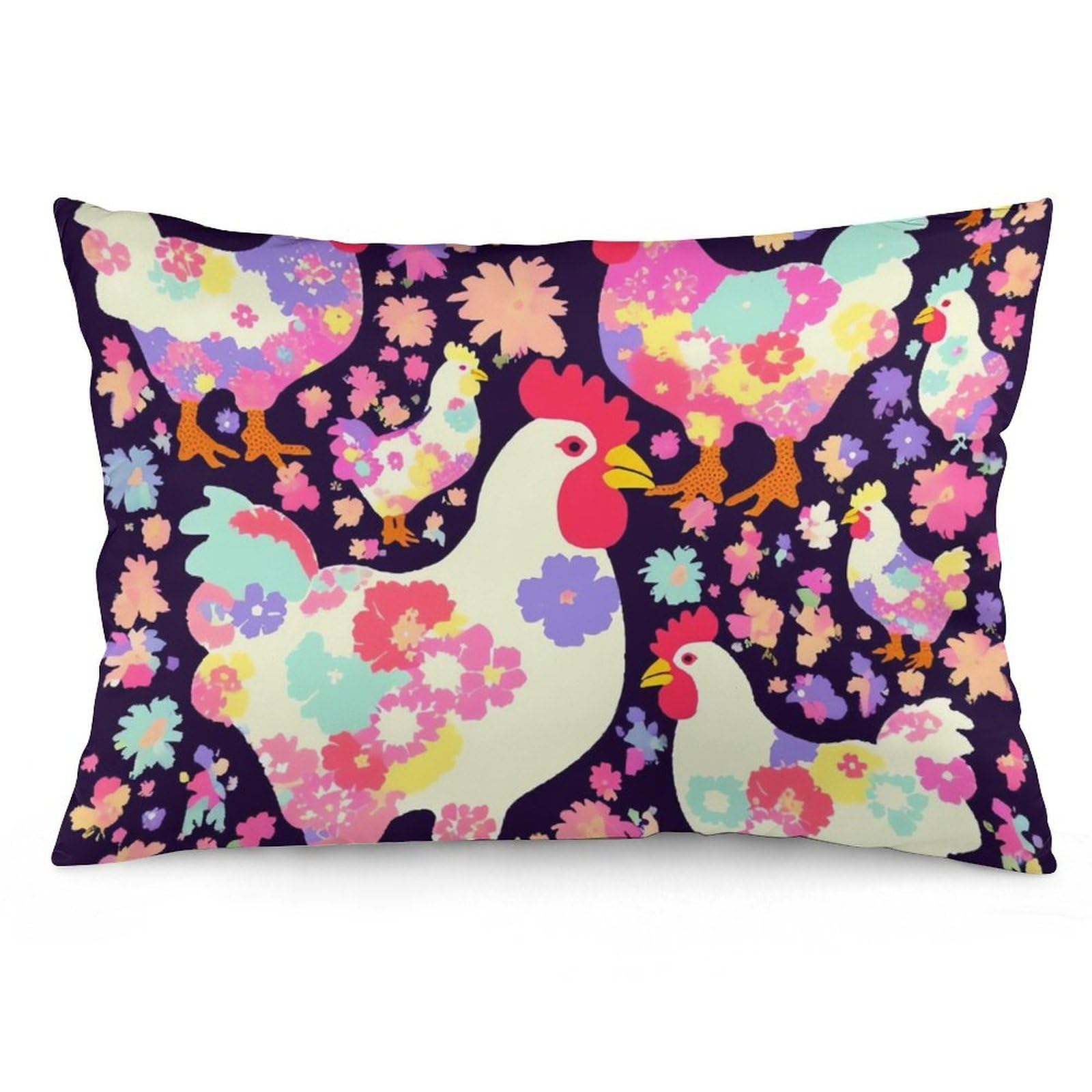 NTVOWPZO 2 Pack Decoration Throw Pillow Covers 20"x30" Pillowcases Covers Flower Heart Chicken Pillowcases Modern Farmhouse Home Decor Sofa Cushions Covers for Couch Bed Living Room