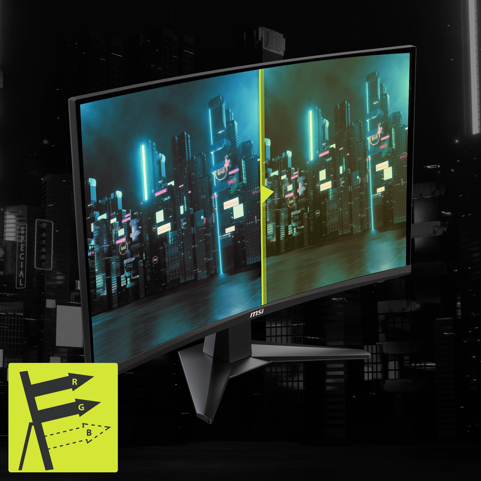MSI MAG27C6F 27 Zoll 1920 x 1080 (FHD), Rapid VA, Gaming Monitor 180 Hz, Adaptive Synchronisierung, 0,5 ms, HDMI, Display-Port, VESA Mountable, neigbar