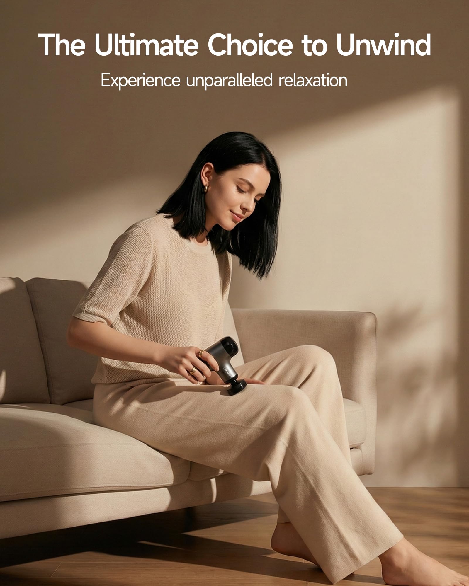 Mini Massage Gun with Heat, Deep Tissue Massage Gun, Portable Percussion Muscle Massager with 4 Massage Heads for Athletes