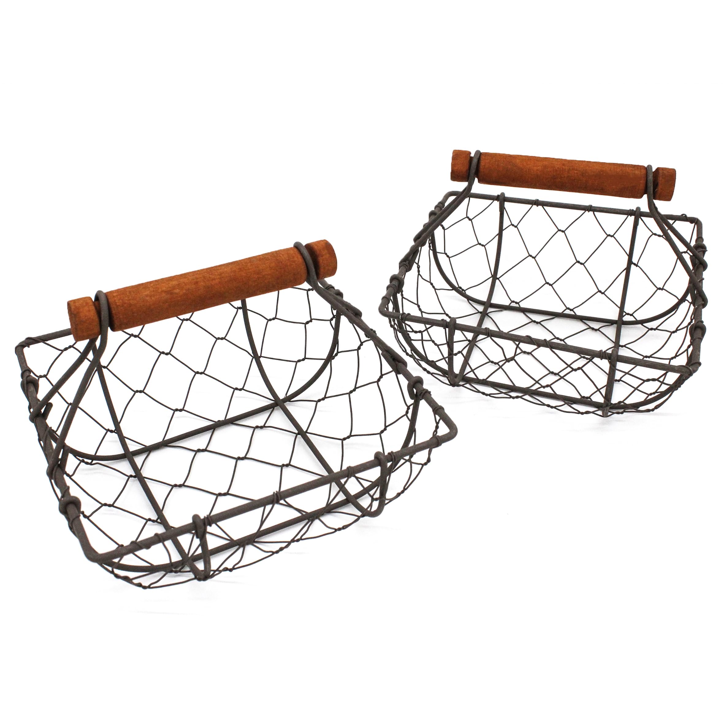 CVHOMEDECO. Cestini Quadrati per Uova in Filo di Gallina Cestini per la Raccolta della ruggine con Manico in Legno Cestini per la conservazione in Stile Country Vintage. Set di 2