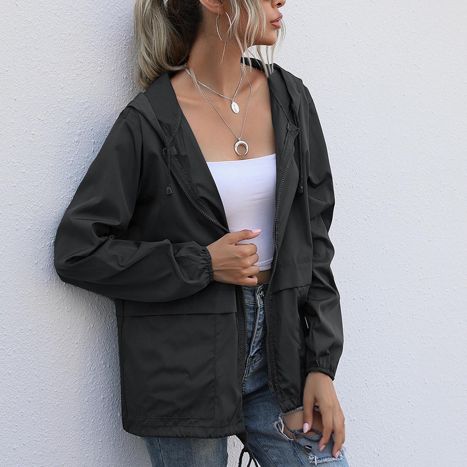 Zando Giacca Antipioggia Donna Leggera E Pieghevole – Impermeabile Con Cappuccio – Giacca A Vento Da Viaggio Con Tasca – Taglie Forti Disponibili