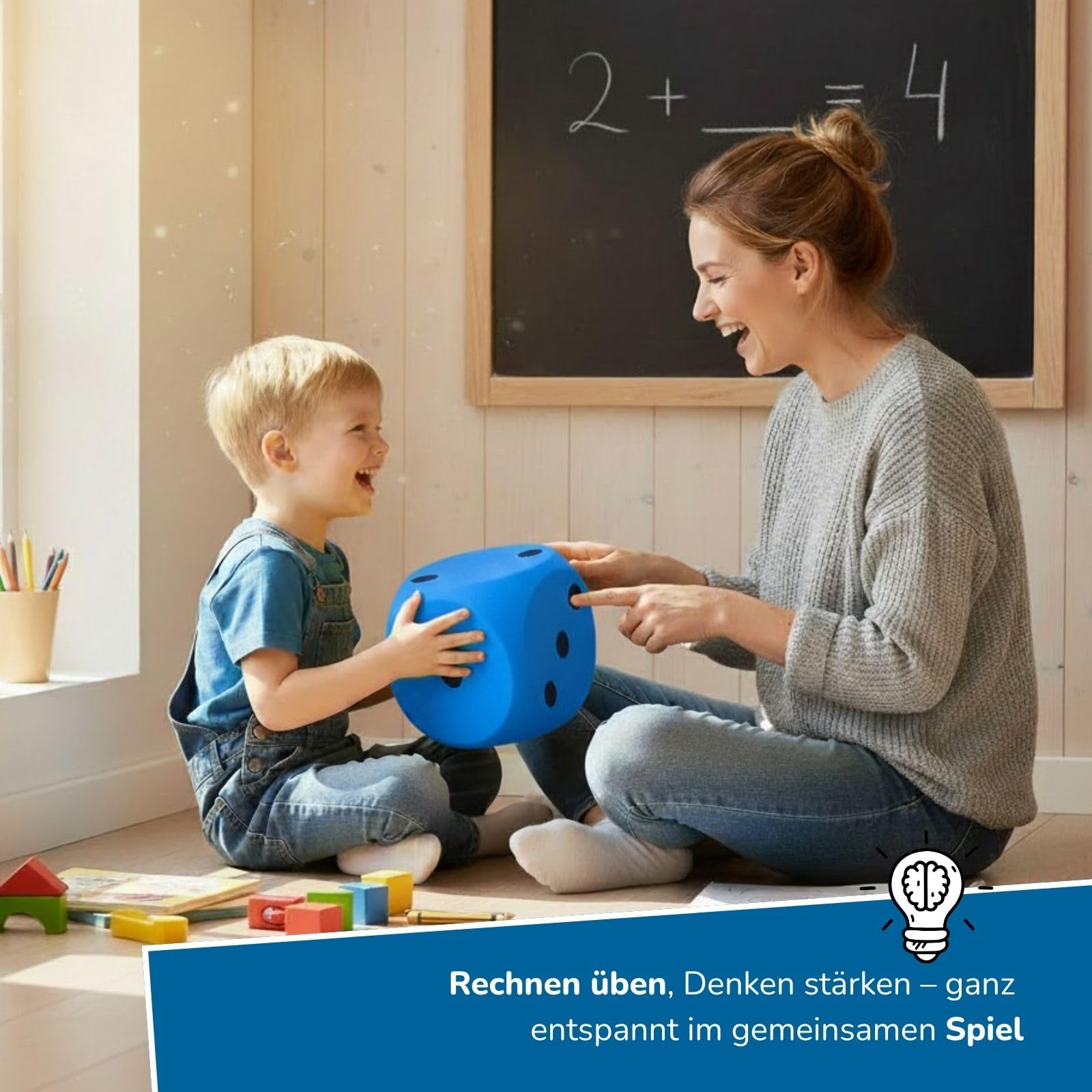 alldoro XXL Schaumstoff-Würfel 15 x 15 cm, große Soft-Spielwürfel | Spielen & Lernen, große Soft-Spielwürfel, ideal als Geschenk für Kinder, sorgt für Spielspaß, Für Indoor & Outdoor