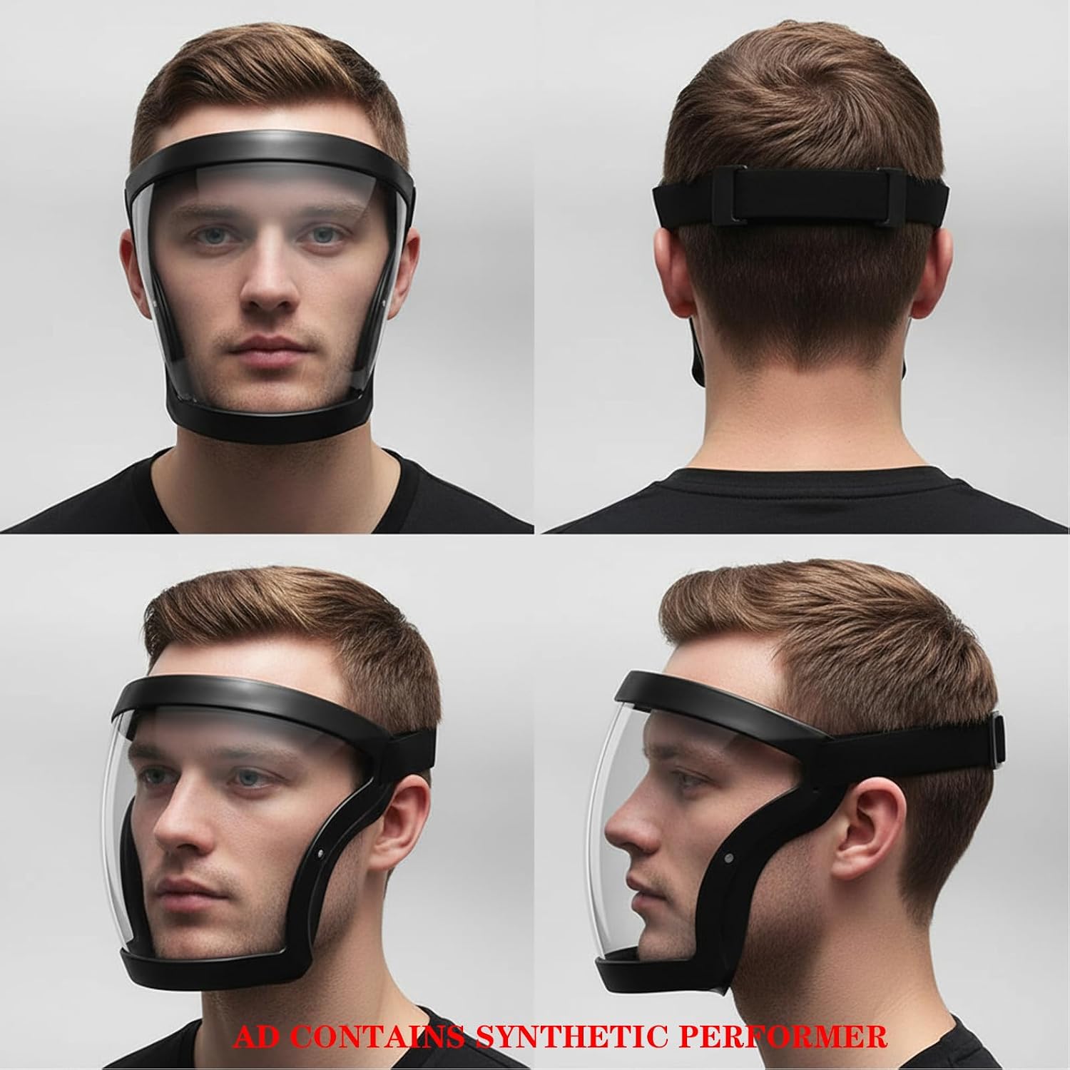Anti-Fog Clear Visor Safety Face Shield Reusable Protective Plastic for Woodworking, Grinding, Cutting & Yard Work (3, Black)